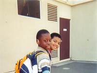 Two boys with backpacks